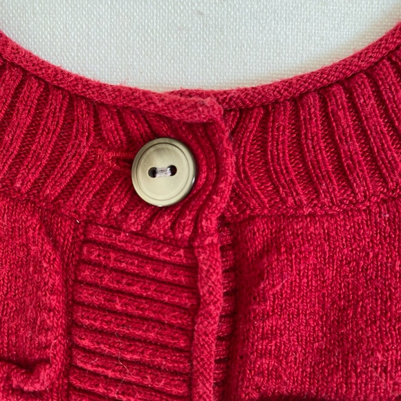 Eddie Bauer Womens Red Cable Knit Button Up Crew Neck Sweater. Sz-M - Picture 3 of 16